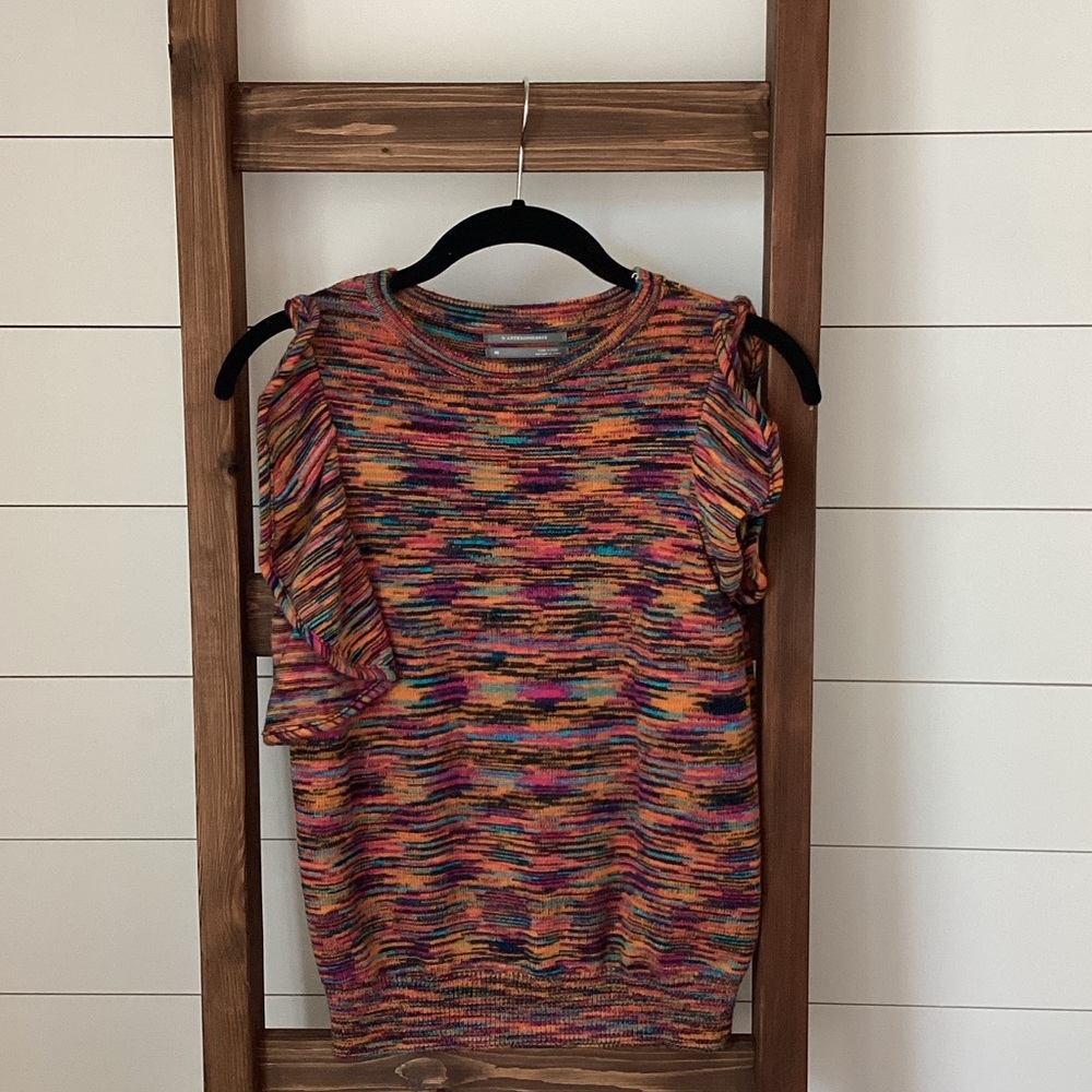 Anthropologie Multicolor Knit Women's Ruffle Sleeve Sweater